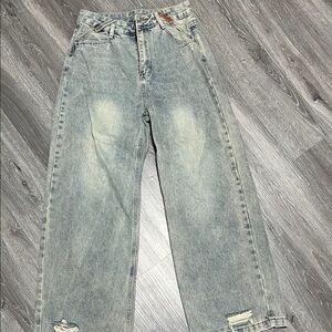 Light Wash Straight-Leg Jeans